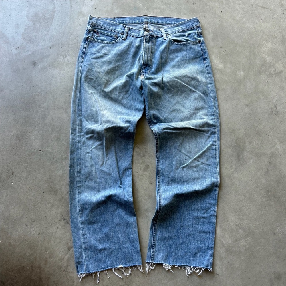 Polo Ralph Lauren Mens Straight Leg Light Wash Raw Hem Jeans 36x32